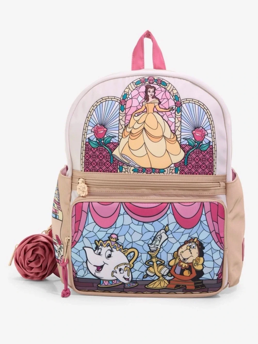 Disney Beauty and The Beast Stained Glass Portraits Backpack Rose Coin Purse